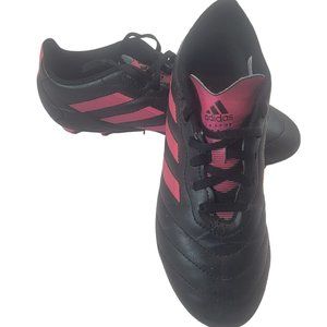 Adidas Goletto Soccer Cleats, Youth 4, Black W/Shock Pink Accents, Lace Up, EUC